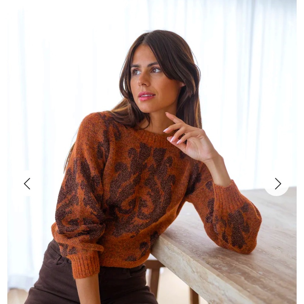 NWT - EASY CLOTHES USA - Brick Henri Patterned Sweater SOLD OUT ONLINE M/L size